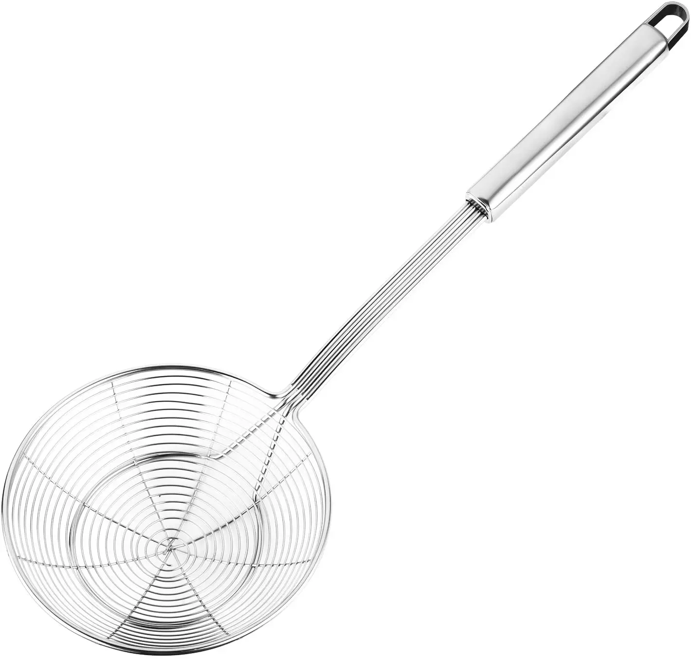 Stainless steel Handle with Hanging Ring Antrader 5.2-Inch Solid Stainless Steel Spider Strainer Wire Skimmer Colander Ladle 