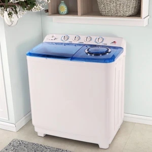 7.2kg Mini Twin Tub All-In-One Washer/Spin-Dryer 5Lbs Spinner Compact Semi Automatic Gravity Drain Apartments RV Plastic