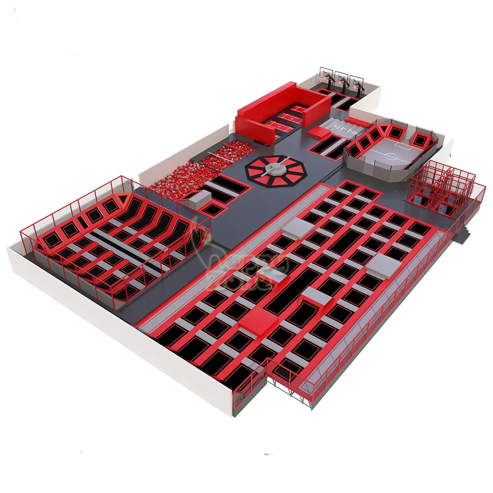 Commercial Black and Red Indoor Trampolines Parks Big Bounce Trampoline for  Sales