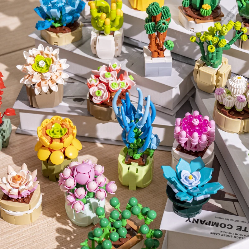 椿@プロフ必読　ミニチュア QIZHILE Succulents Building Block Surprise Box Toys DIY