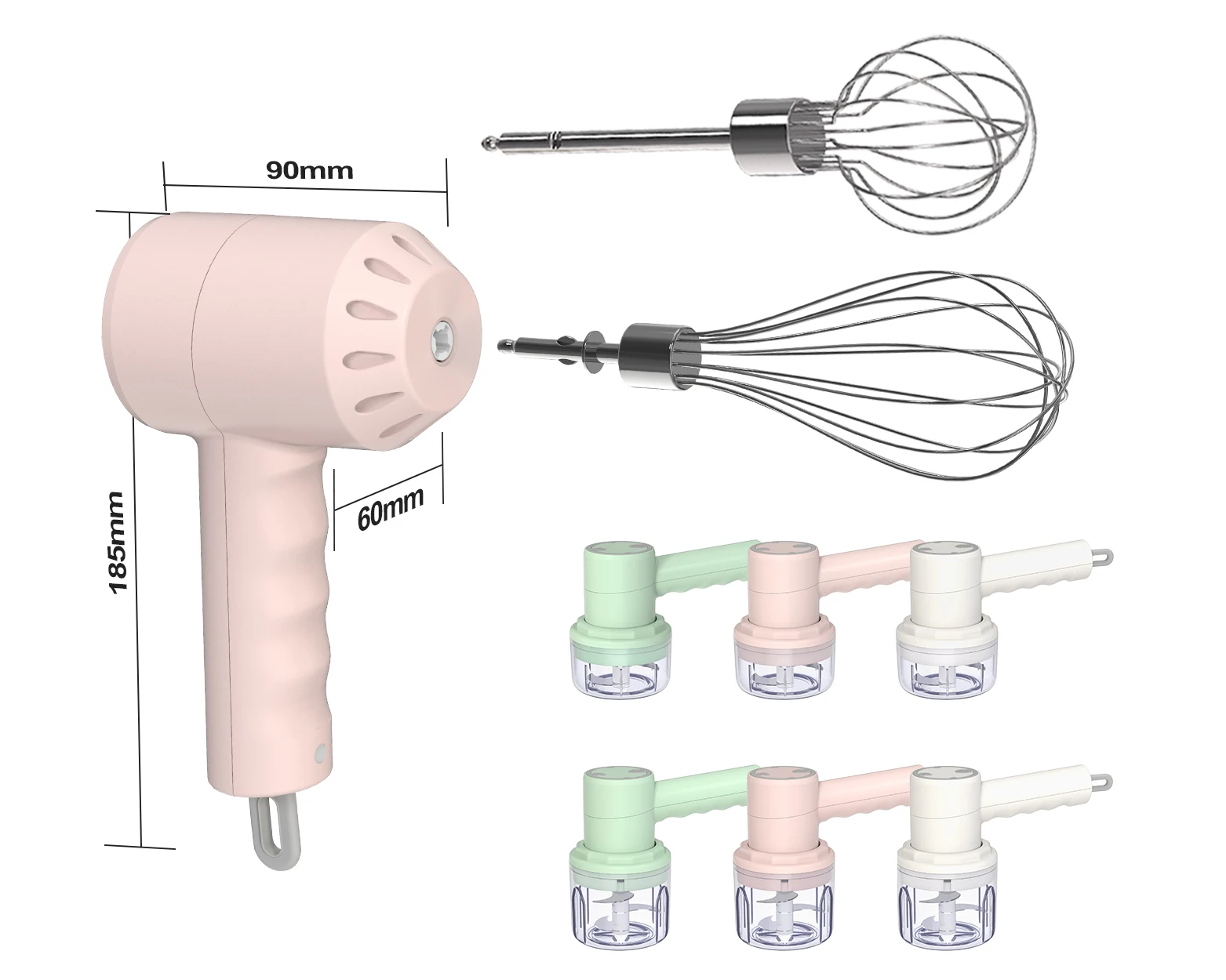Миксер для взбивания яиц, портативный Перезаряжаемый от USB Многофункциональный ручной измельчитель для овощей и еды
