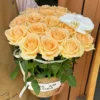 cloud jade full box-woven basket-19 roses-1 phalaenopsis orchid