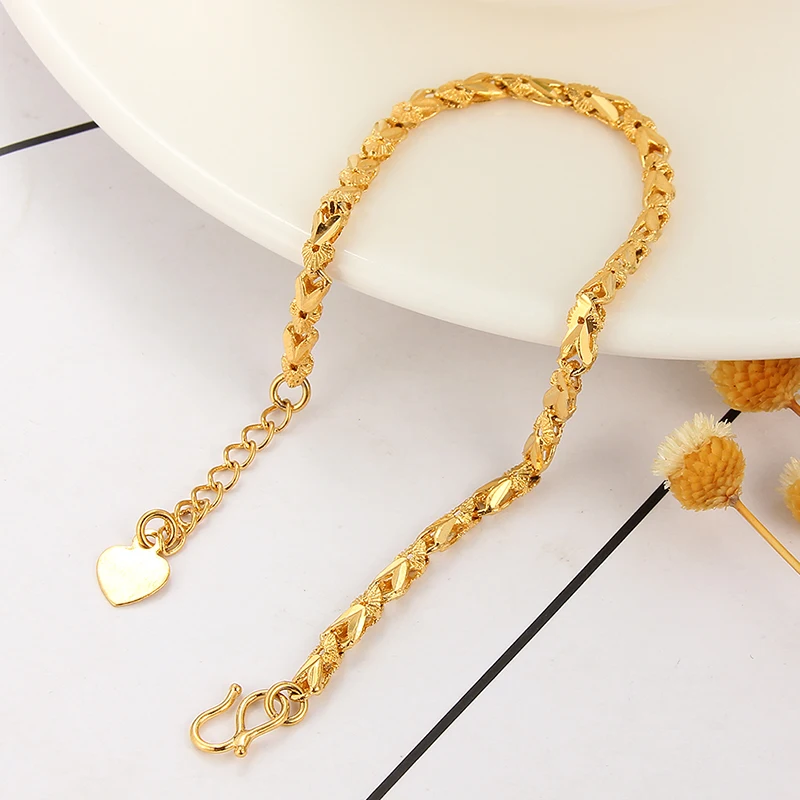 New Pure Gold Color Bracelets And Bangles For Women Girls24k Gp Water