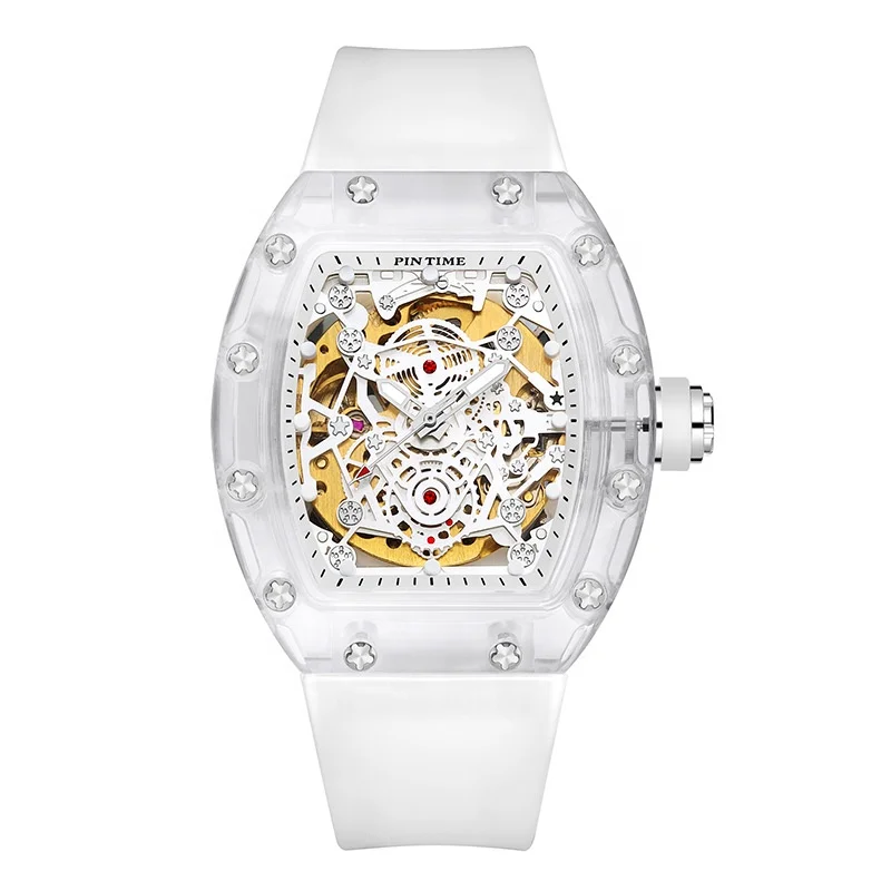 Watch Skeleton Luxury Transparent  Luxury Watch Tonneau Automatic