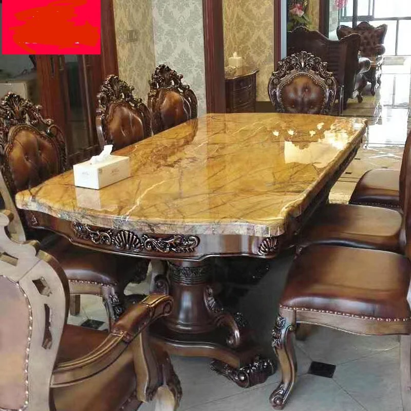 Rectangle Artificial Marble Dining Table Room Furniture Dining Table With Chair Sets