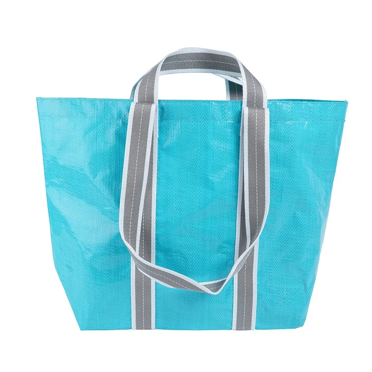 Popular Customized Double Handle Foldable Reusable Wholesale PE PP Woven Tote Bag