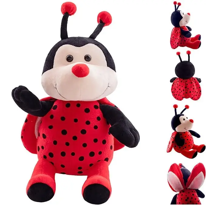 Cuddly Ladybug Plush Stuffed Toy Insect Ladybird Soft Toys Stuffed Ladybird Beetle Plushies Animal with Wings