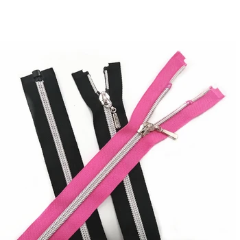New design industrial zipper bright door long chain nylon abaya fabric zipper factory with rhinestone for galabia