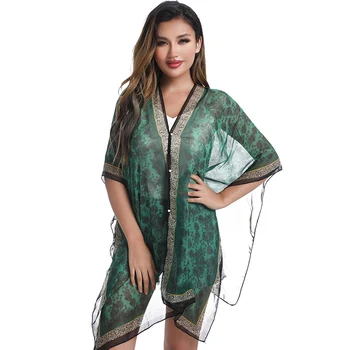Summer chiffon sunscreen shawl women cross border leopard print silk scarf Amazon manufacturers wholesale beach towel Shawl