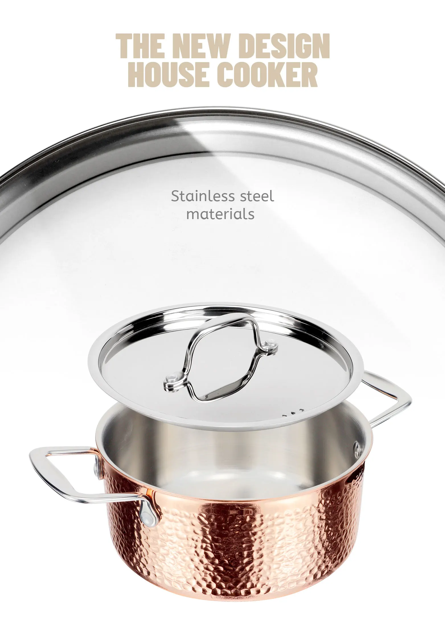 Factory Customized 7 Pcs Copper Cooking Set Stainless Steel Cookware