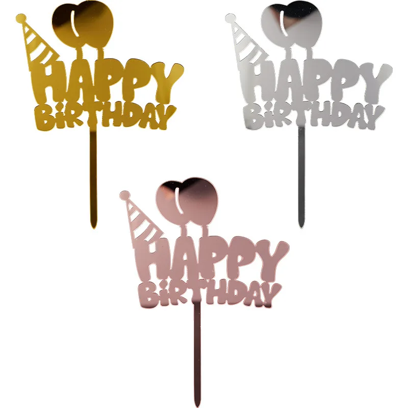 Kit Decoración Tartas - Números 0-9 + Feliz Cumpleaños (acrílico Dorado)