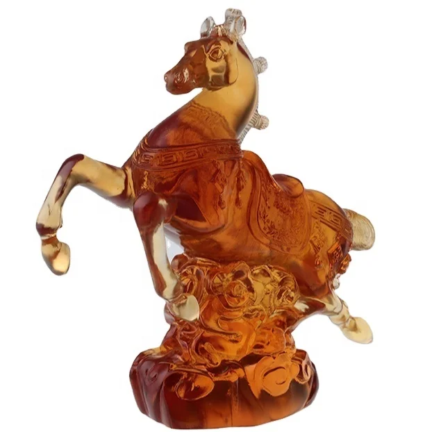 Customized Artwork Crystal Crafts Sculpture Crystal Glass Zodiac Horse Statues For Home Decoration