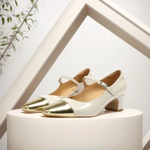 Factory Wholesale New Deigin Ladies Mary Jean Shoes Party Dress Bride Mid High Heel Pointed Shoes  Pumps for Women