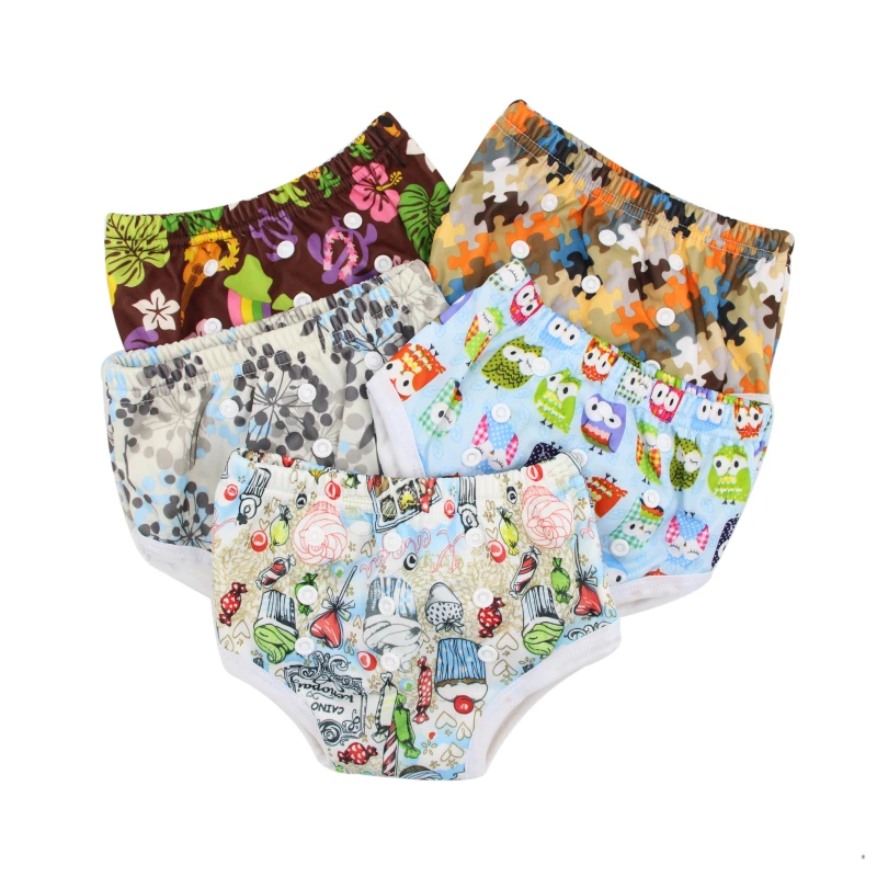 Training Pants Reusable Pull up Diapers Ohbabyka Washable Bamboo Cloth Polyester Babies Printed 2 Layers Microfiber Inserts