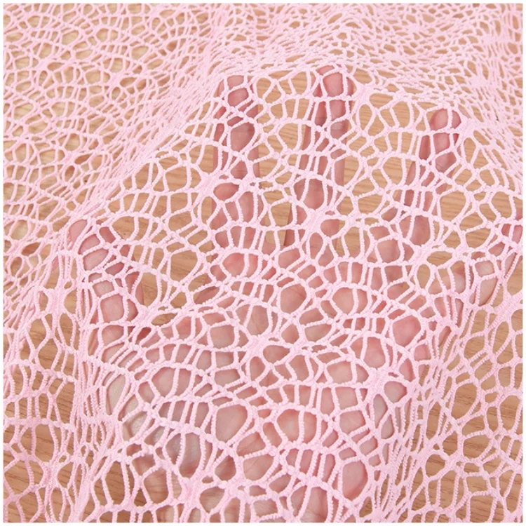 RTS 6 Colors Hollowed Out Polyester Spandex Spider Web Tulle Embroider Mesh Lace Fabric for Stage Fashion Clothing Fabric