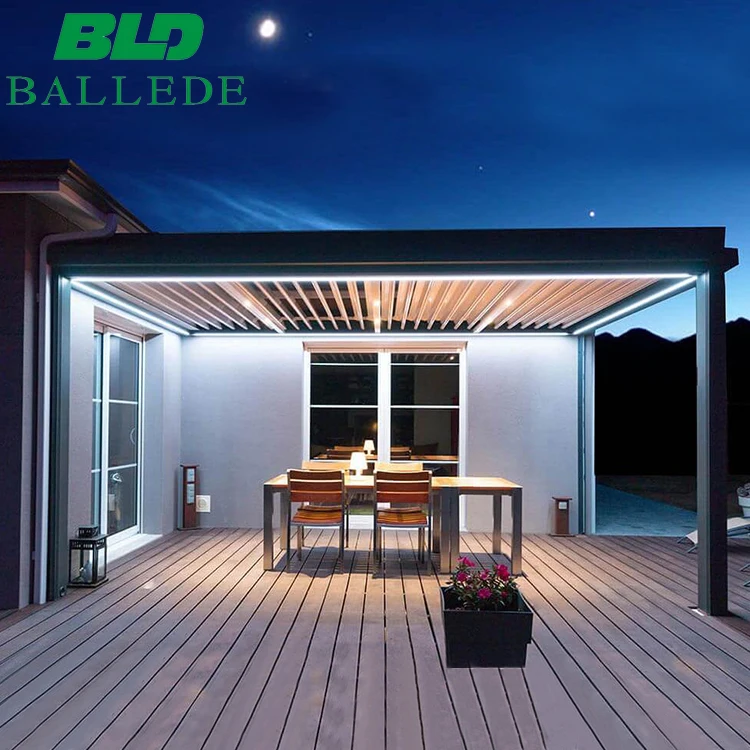 Remote Control Outdoor Pergola Motorized Opening Louvre Roof System