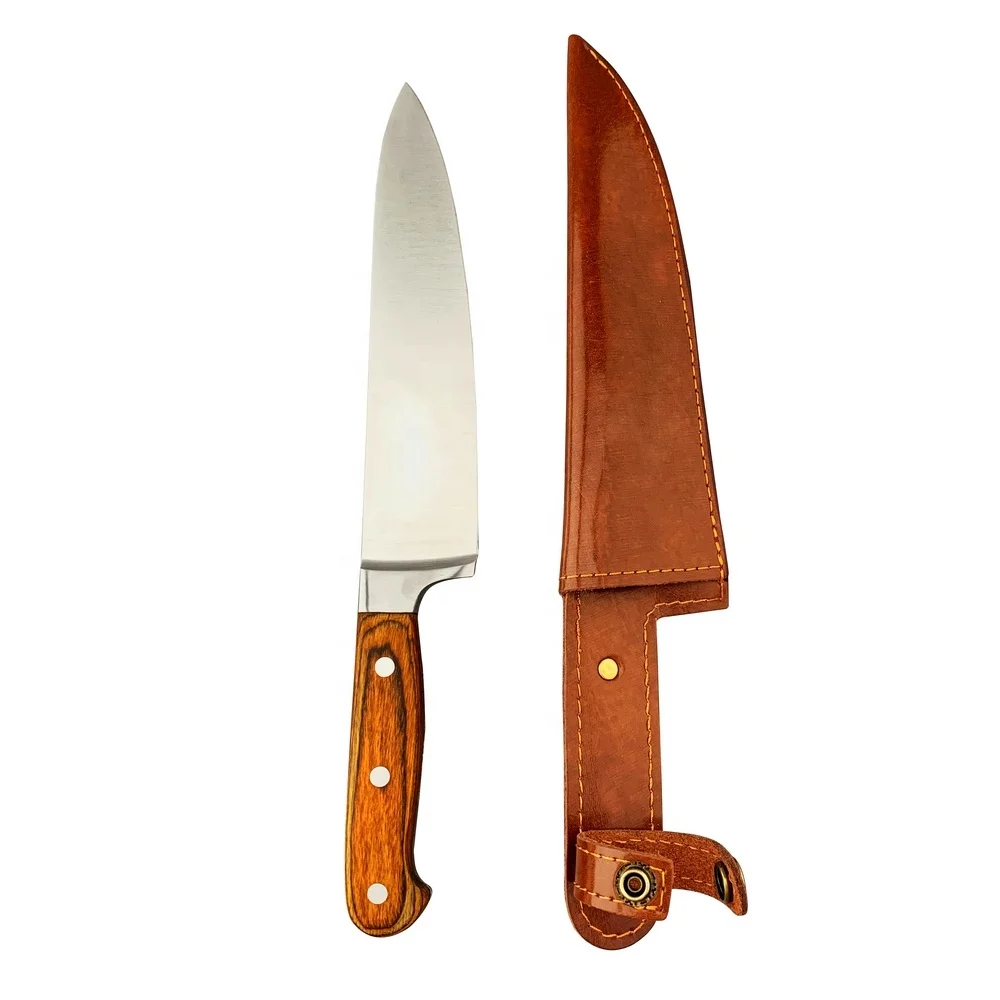 high quality sharp 8 inch kitchen chef knife with leather knife