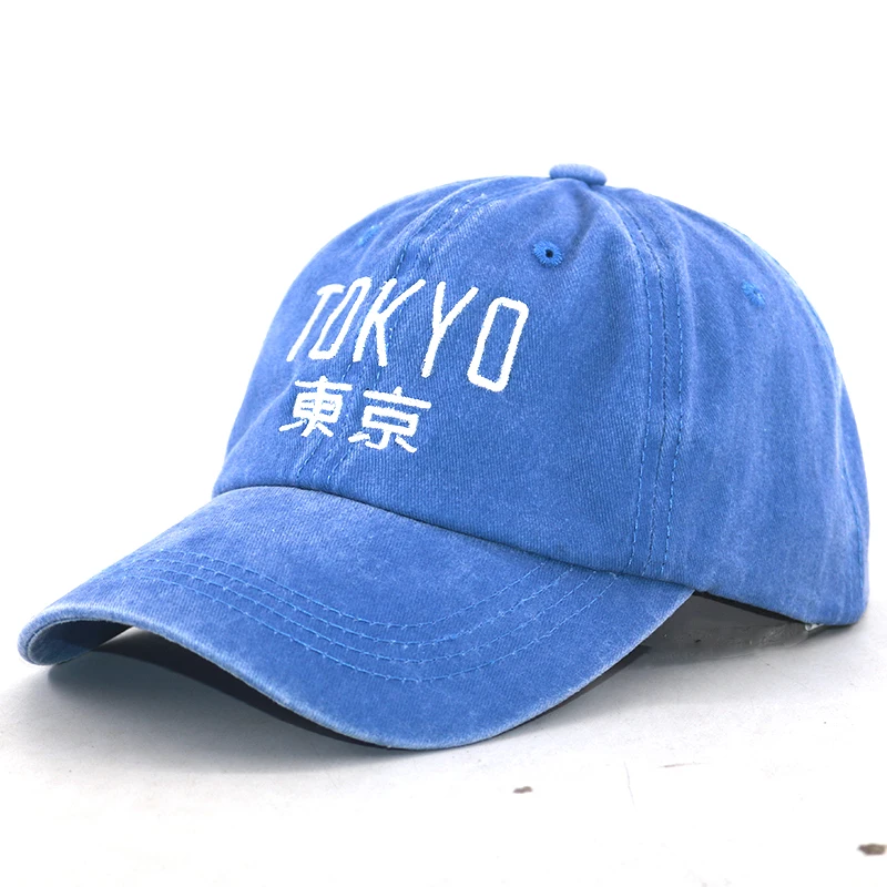 Custom Japanese Tokyo Embroidery Baseball Cap - Cotton Washed Dad