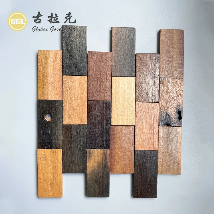 Wood Wall Mosaic tile Customized Design Panel Planks Wooden Mosaics