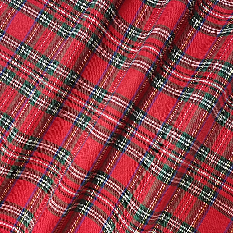 Популярная клетчатая юбка TR, модная пряжа, окрашенная полиэфирная хлопковая Смешанная клетчатая ткань для студенческой формы