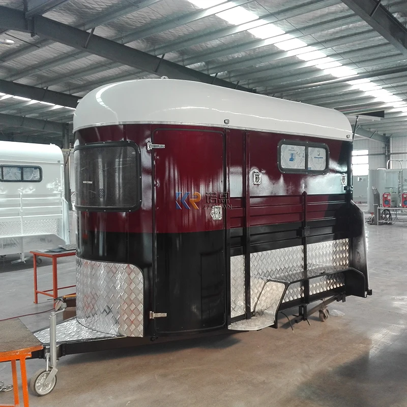 2024 Galvanized Straight 2 Horses Load Trailer Deluxe Door Horse Float Cart With Living Quarter