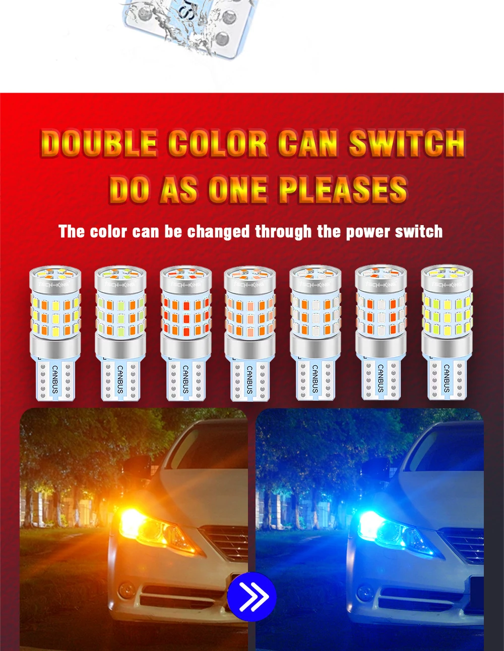 TECH-KING Two-tone T10 W5W 194 168 501 2016 42SMD Light Car LED Bulbs 12V LED Bulb Lights 9-80v Universal CanBus Width Light