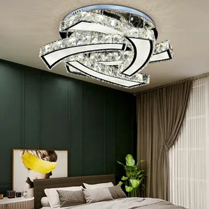 Clear High Quality Crystal Led Ceiling Light Three Colors With Remote Control