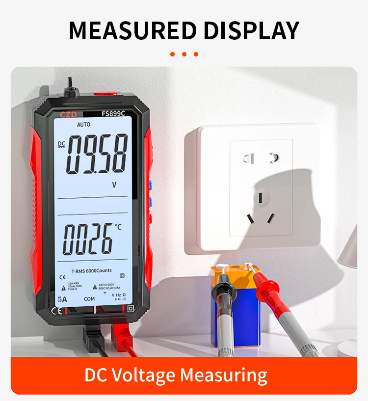 Super Full Screen Rechargeable Multimeter - 6000 Counts