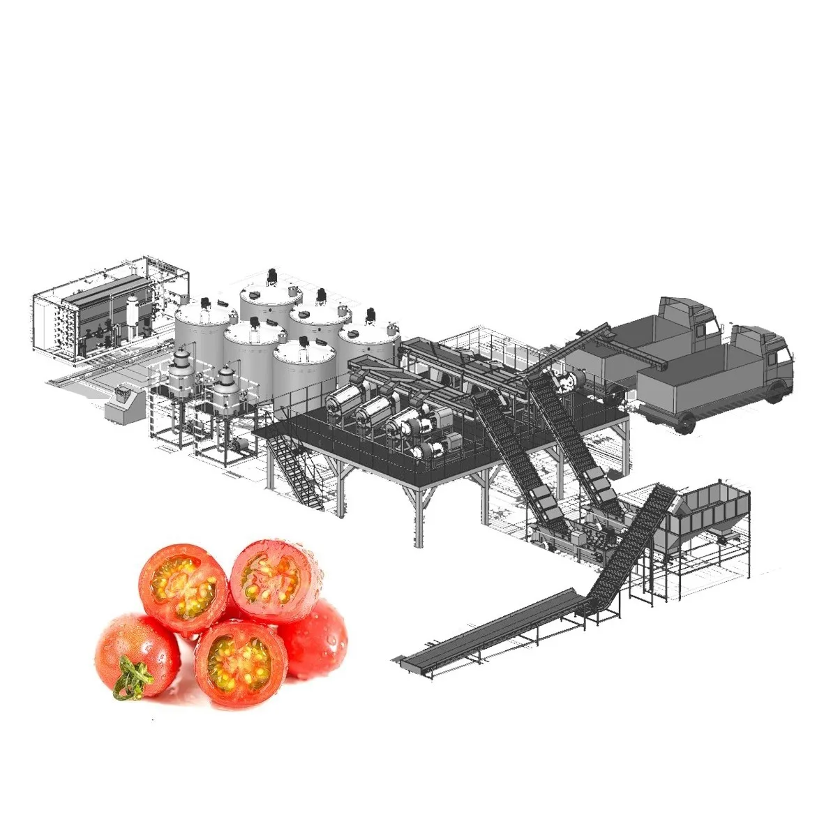 Линия по обработке томатной пасты 100TPD-1500TPD