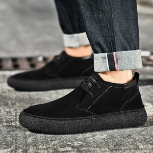 Factory Direct Sales of Men's Genuine Leather Ankle Boots Rubber Soles Loafers Anti-slip Breathable and Comfortable Shoes