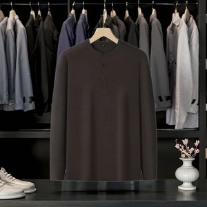 "Men's Knitted Crewneck Button Long Sleeve T-Shirt-TUCANO 2026-Loose Fit-OEM & ODM"