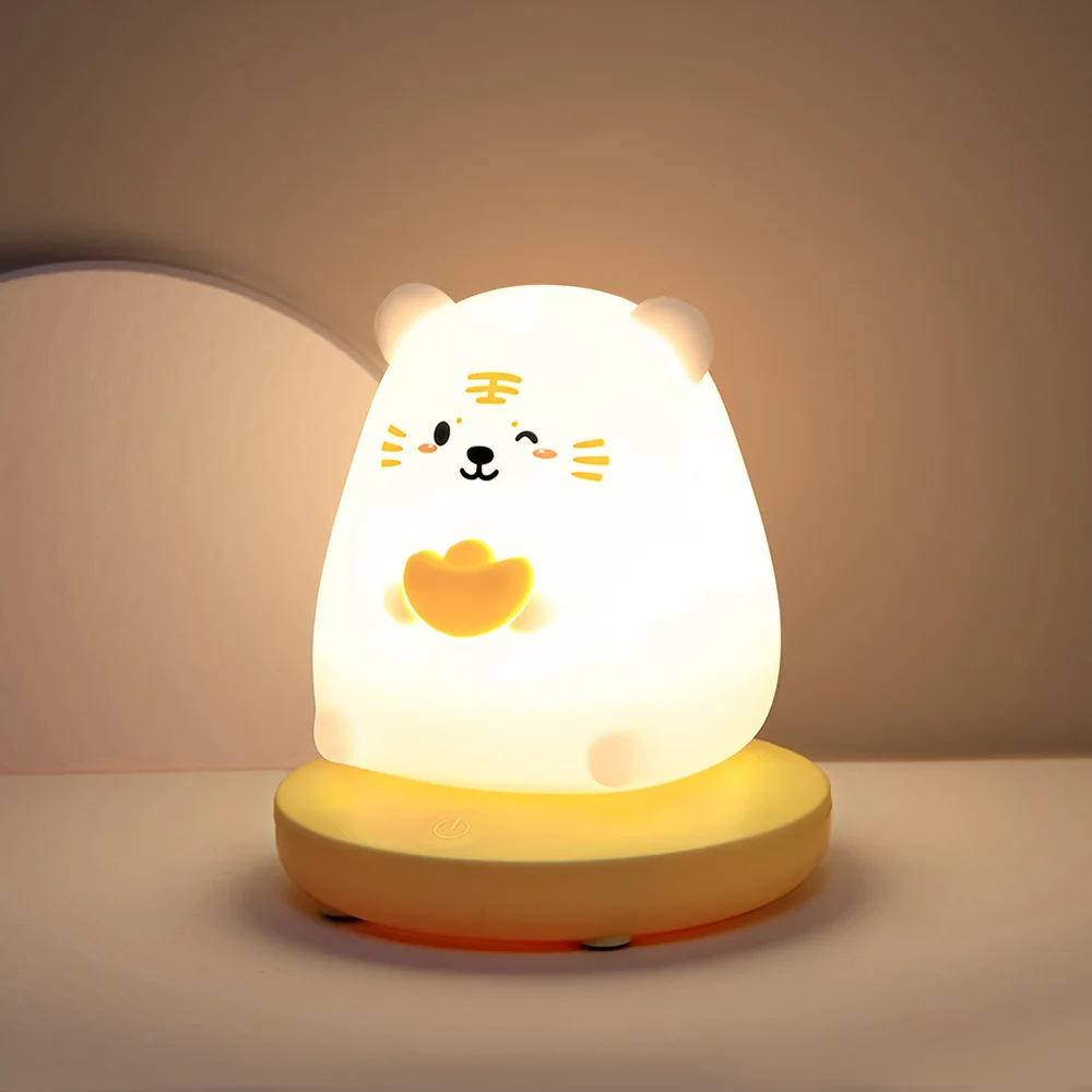 Cute Animal Touch Control Night Light ABS Mini USB Charging