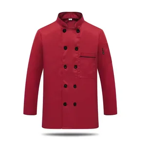 Custom Hotel Restaurant Kitchen Work Jacket Custom logo Men Women Kitchen Long Sleeve White Black Men's Chef Coat