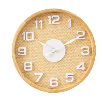 Creative Design Modern Style Rattan Clock Face Wood Frame Wall Clock ...