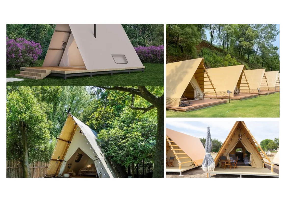 Outdoor Glamping Hotel Resort Camping Tent Luxury Triangle Prefab Wood ...