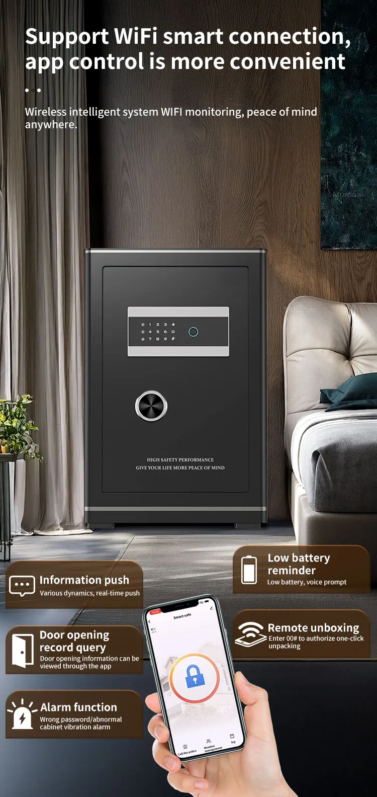 CEQSAFE Home Fingerprint Electronic Digital Lock Deposit Box Wholesale Safe Access with Face Recognition TUYA APP Safe Box supplier