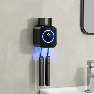 Rechargeable Dual Couple Automatic Toothbrush Sterilizer with UVC+UVA Disinfection Heating & Drying Functions for Home Use