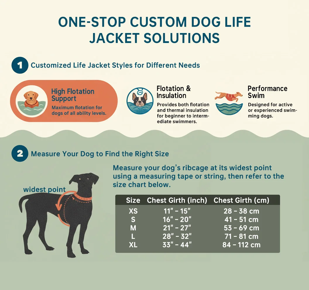 Sérsniðinn hundalífsvestur fyrir sund, siglingu og kajakkasiglingu, fjárfestingarhunda með ripstop flotafæri, björgunarfæri með handtöku og ljósgrænn litur