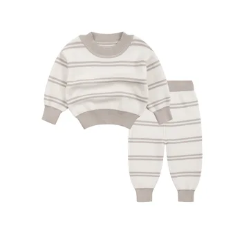 Baby sweater set autumn baby bottom pullover round neck autumn winter knit sweater two-piece set