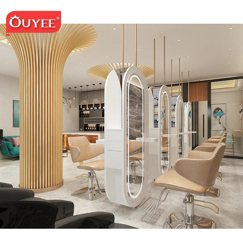 Factory Supply Hair Salon Furniture Cheap Price for Barbershop Mirror  Station Front Desk for Beauty Salon Hair Salon 3D Design