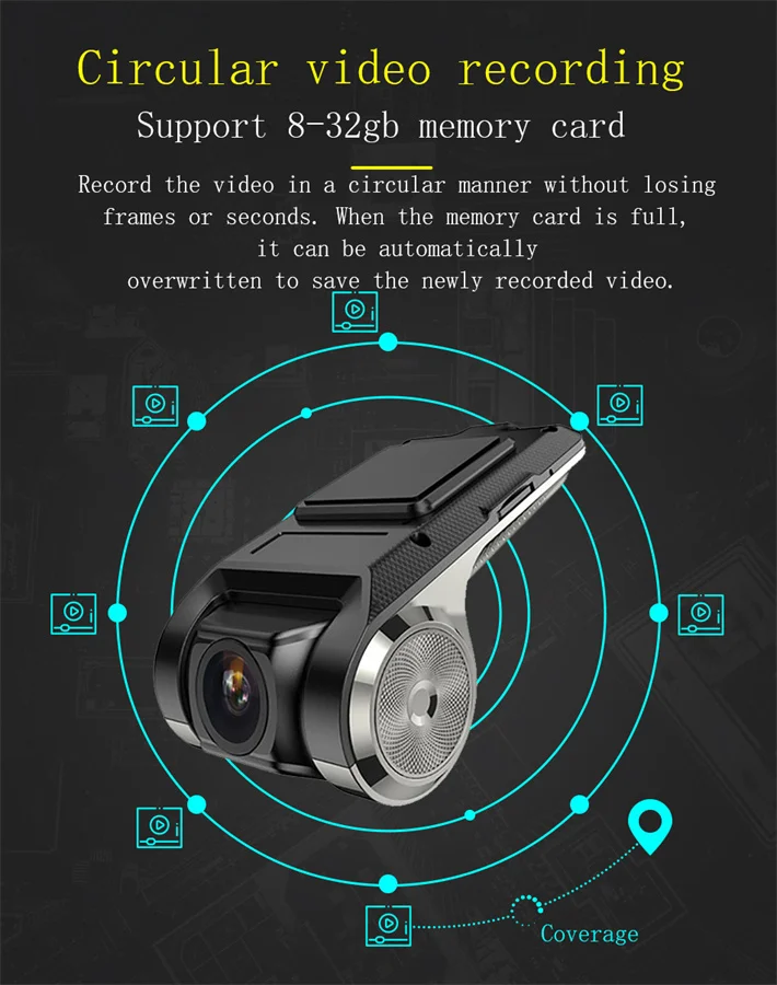 Vehicle DVR With HD Solution USB Interface Front One Lens Electronic Dog ADAS Driving Assistance