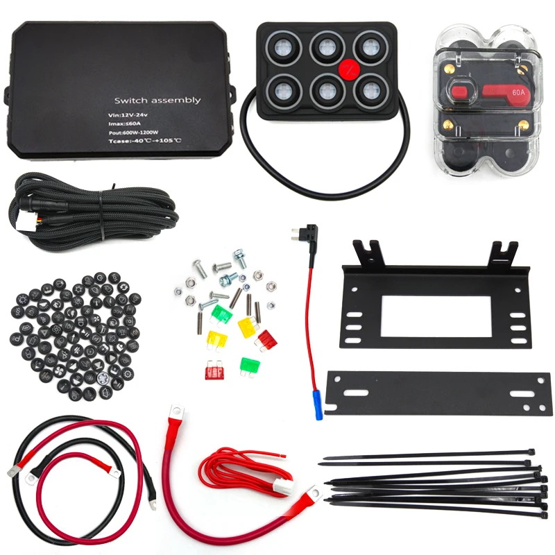 6 Gang RGB Auto-Dimmable Switch Panel Memory Function IP68 Waterproof Universal 12-24V Relay System for Yachts Trucks