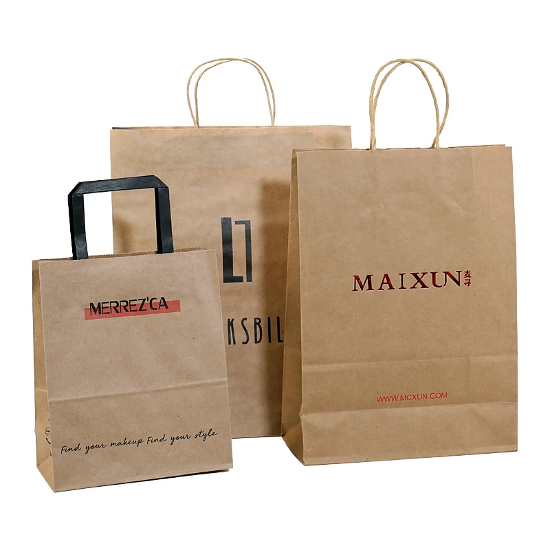 Custom Logo Print Wholesale Grocery White Brown Kraft Paper Gift