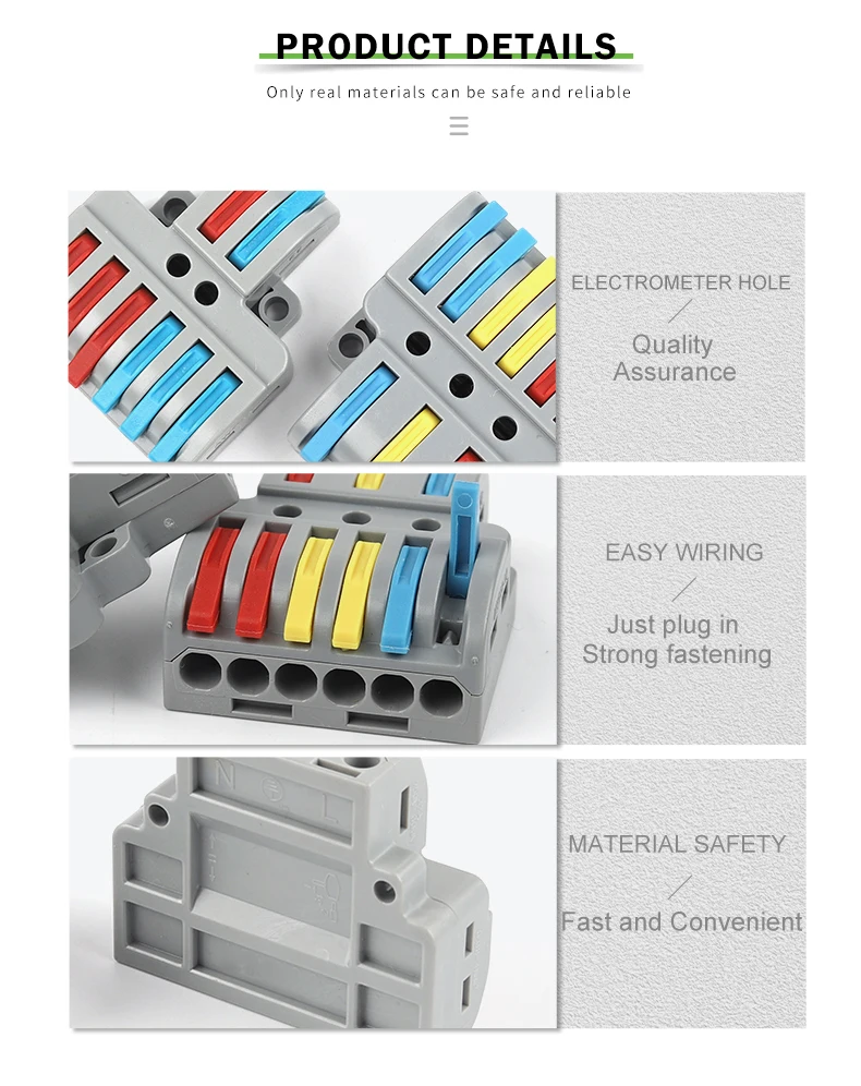 Quick Wiring Wire Connectors Universal Spring Splicing Cable Connector Push In Compact Conductor 0551