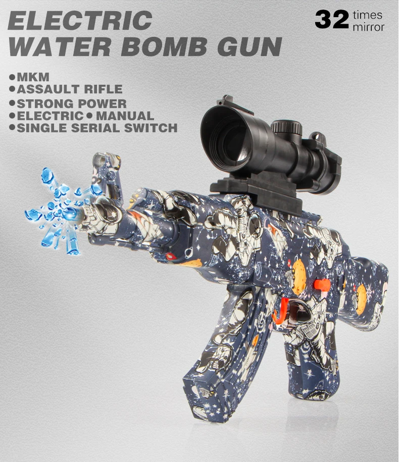 Water Assault Rifle Astronaut Printed Akm Assault Rifle Electric Water Gel Blaster Outdoor ...