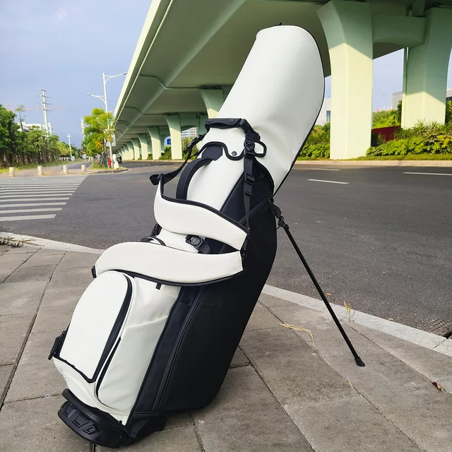 Professional 14 Dividers Golf Stand Bag Blue White Logo Pu Leather Waterproof 6 Ways for Ladies Stand Golf Bags for Men
