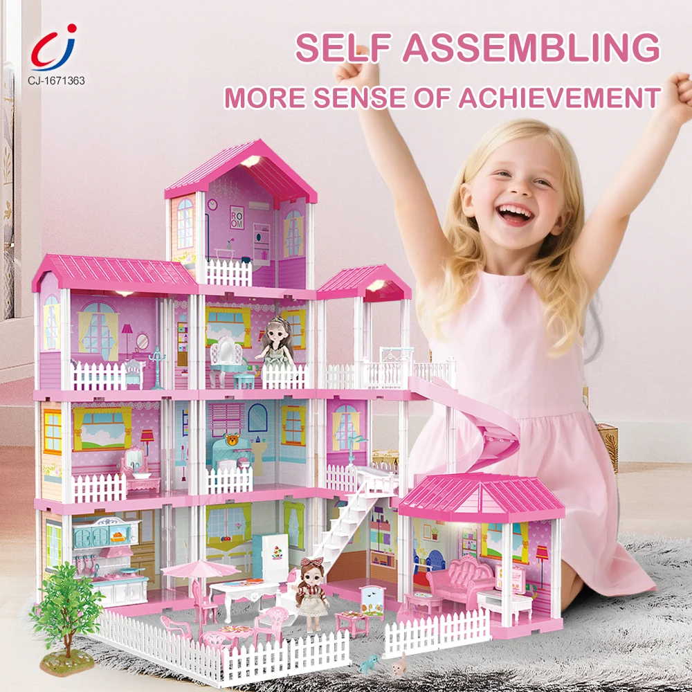 Casa de muñecas familiar para niñas, juguete de casa de muñecas de