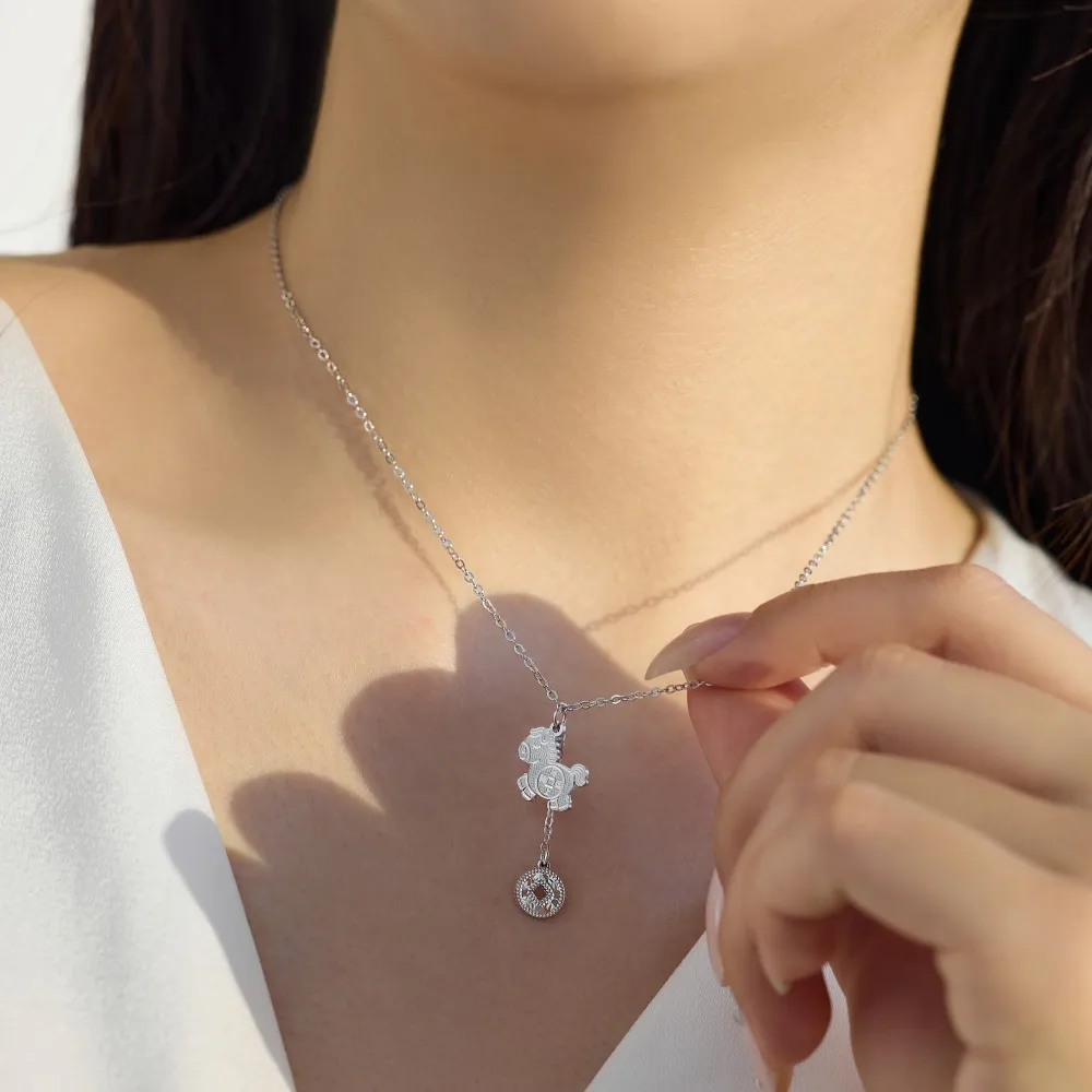 KAKODIY Lucky 2026 Happy New Year 925 Sterling Silver Chain 5A Zirconia Zodiac Horse Pendant Necklace A gift for daily wear detail 2