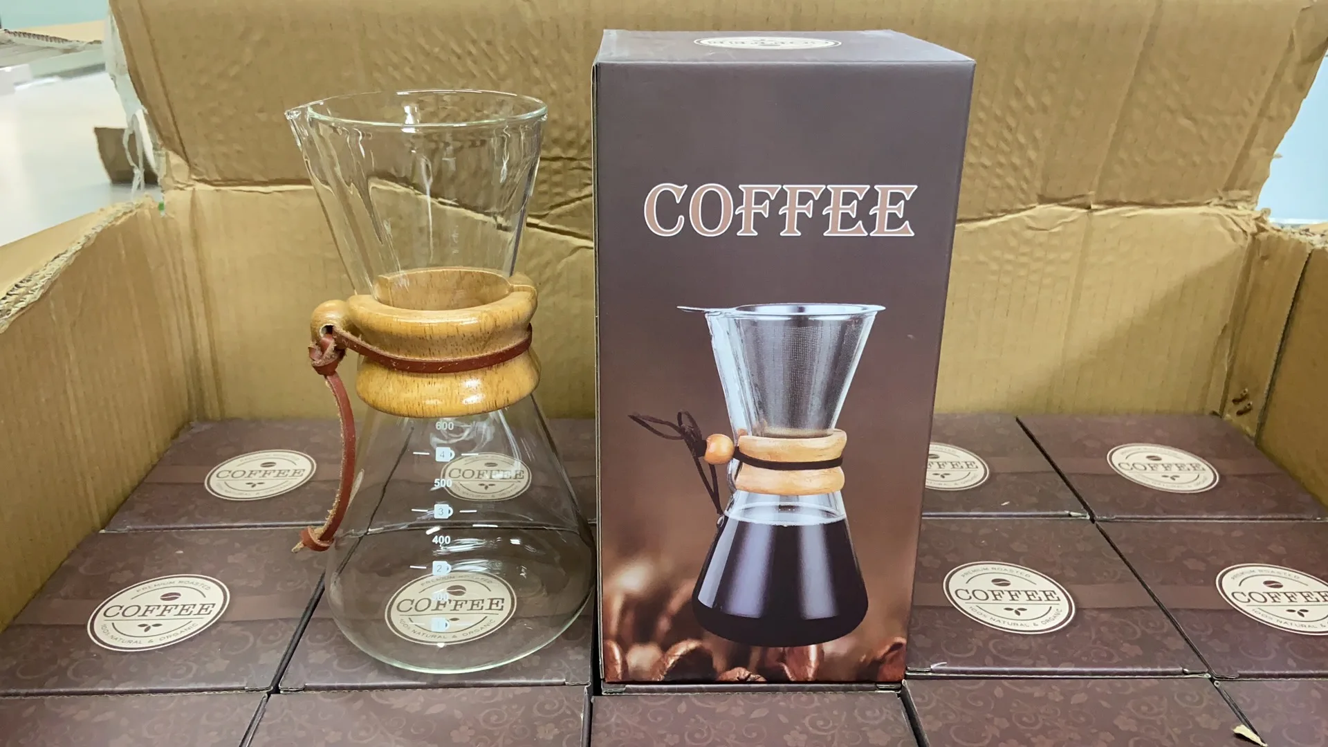 Beautifully Designed Glass Drip Coffee Coador Maker 10 Cup De Vidrio