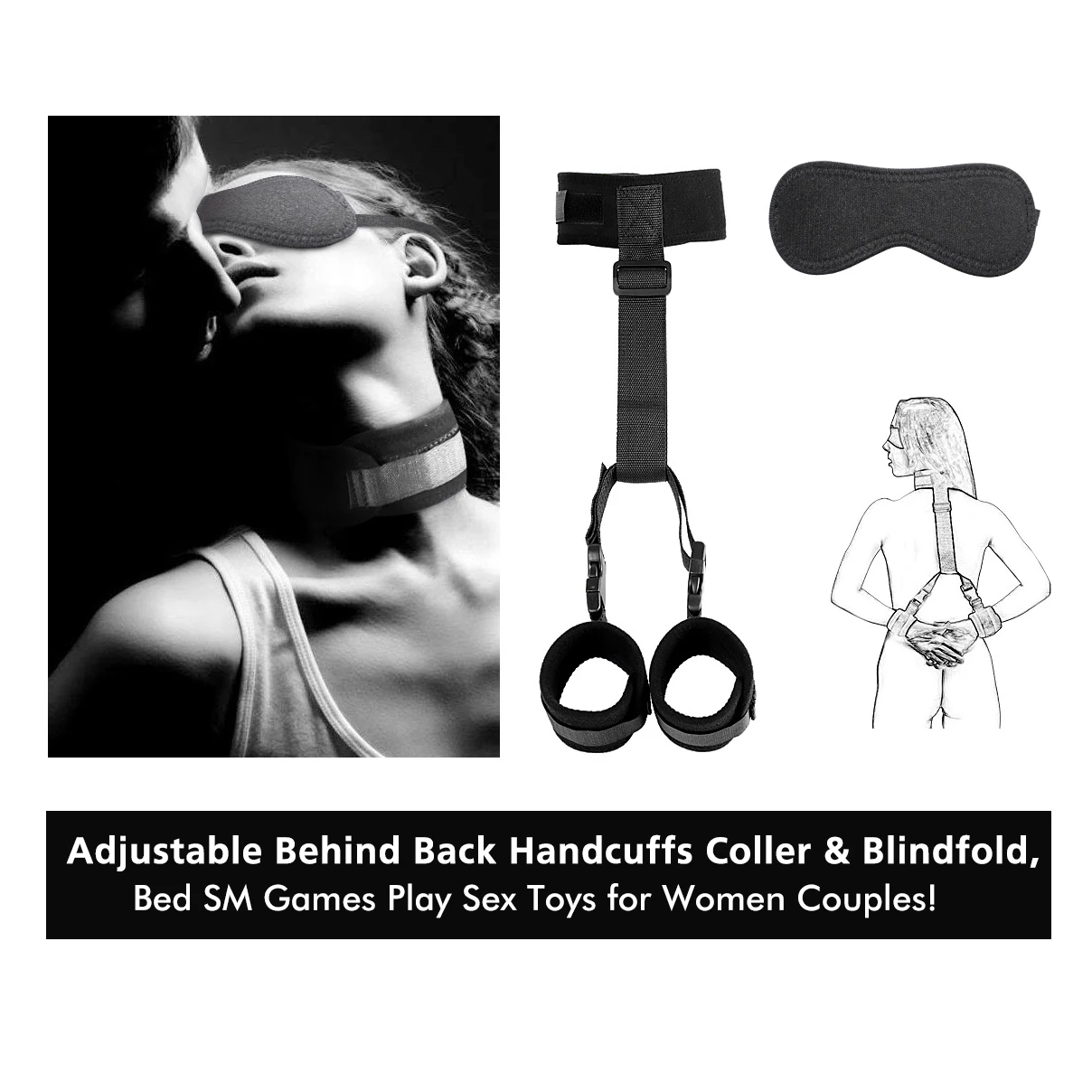 Sexy Handcuffs For Sex Play Soft And Blindfolds Bdsm Collar Woman Neck